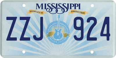 MS license plate ZZJ924