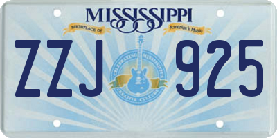 MS license plate ZZJ925