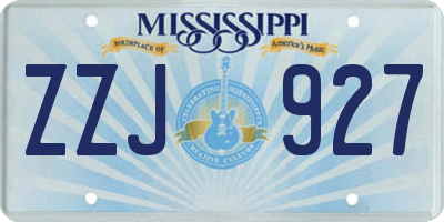 MS license plate ZZJ927