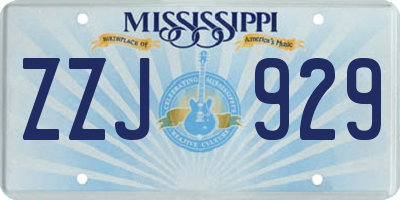 MS license plate ZZJ929