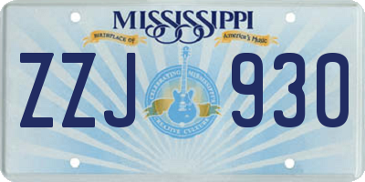 MS license plate ZZJ930