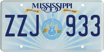 MS license plate ZZJ933