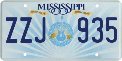 MS license plate ZZJ935