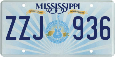 MS license plate ZZJ936
