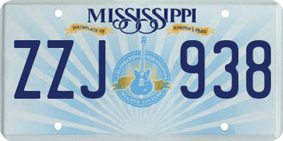 MS license plate ZZJ938