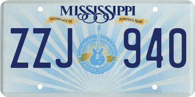 MS license plate ZZJ940