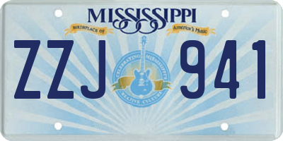 MS license plate ZZJ941