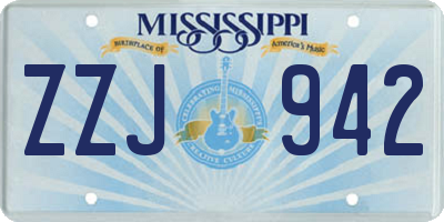MS license plate ZZJ942