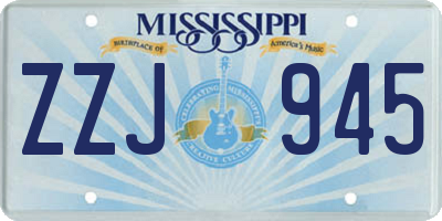MS license plate ZZJ945