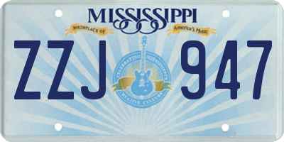 MS license plate ZZJ947