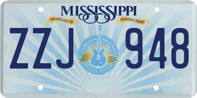 MS license plate ZZJ948