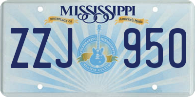 MS license plate ZZJ950