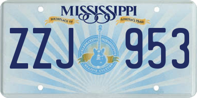 MS license plate ZZJ953