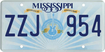 MS license plate ZZJ954