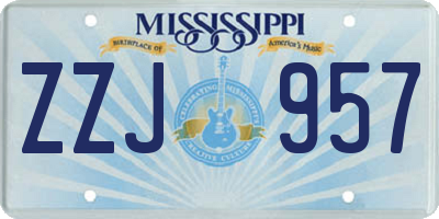 MS license plate ZZJ957