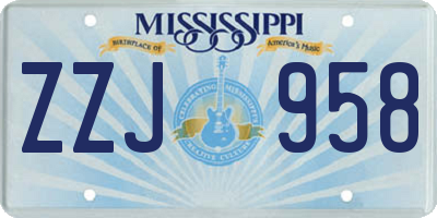 MS license plate ZZJ958