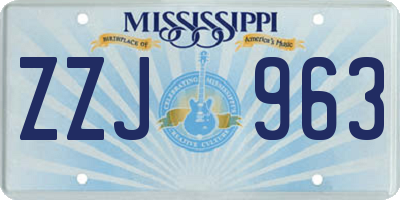 MS license plate ZZJ963
