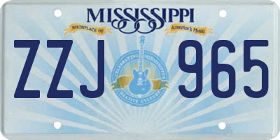 MS license plate ZZJ965