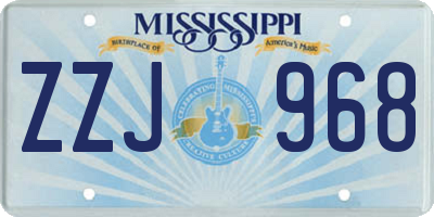 MS license plate ZZJ968