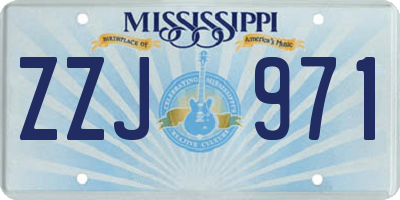 MS license plate ZZJ971