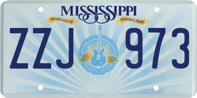MS license plate ZZJ973