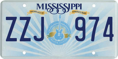 MS license plate ZZJ974