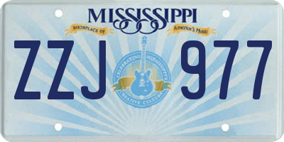MS license plate ZZJ977