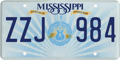 MS license plate ZZJ984