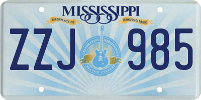 MS license plate ZZJ985
