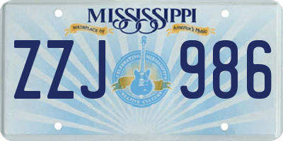 MS license plate ZZJ986