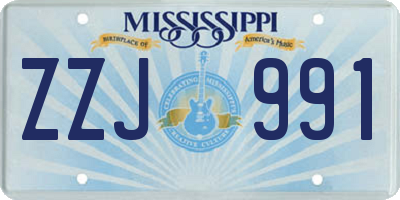 MS license plate ZZJ991