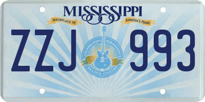 MS license plate ZZJ993