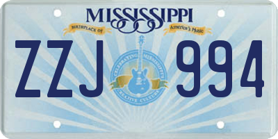MS license plate ZZJ994