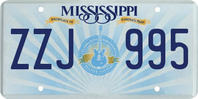 MS license plate ZZJ995