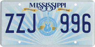 MS license plate ZZJ996