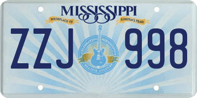 MS license plate ZZJ998