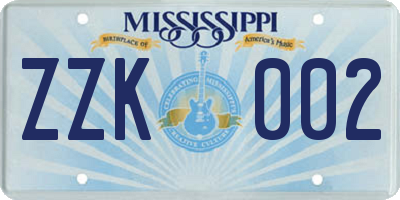 MS license plate ZZK002