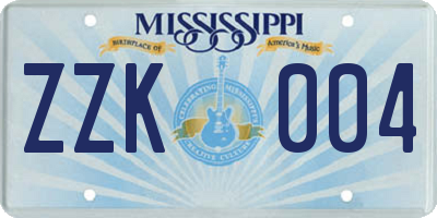 MS license plate ZZK004