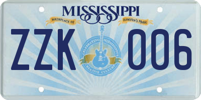 MS license plate ZZK006