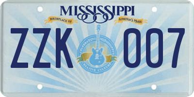 MS license plate ZZK007