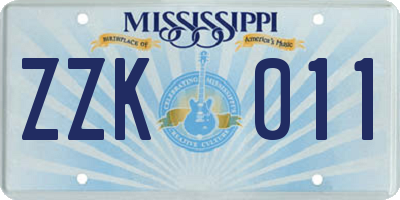 MS license plate ZZK011