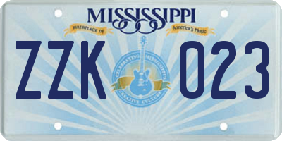 MS license plate ZZK023