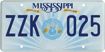 MS license plate ZZK025