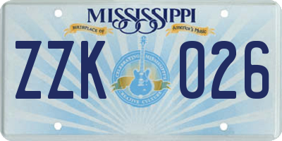 MS license plate ZZK026
