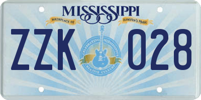 MS license plate ZZK028