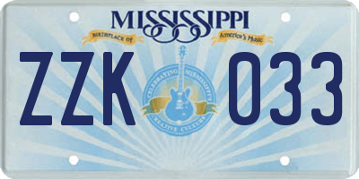 MS license plate ZZK033