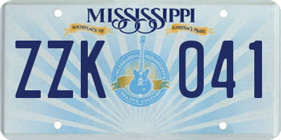 MS license plate ZZK041