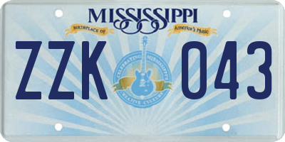 MS license plate ZZK043