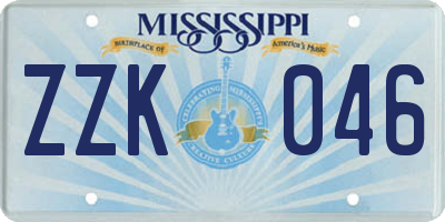 MS license plate ZZK046
