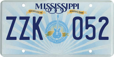 MS license plate ZZK052